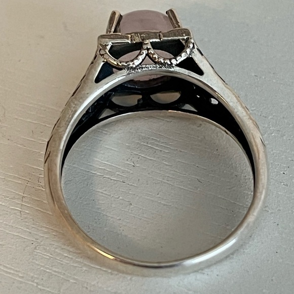 SOLID 925 STERLING SILVER ROSE QUARTZ GEMSTONE RING SIZE 9.75 - Picture 4 of 7